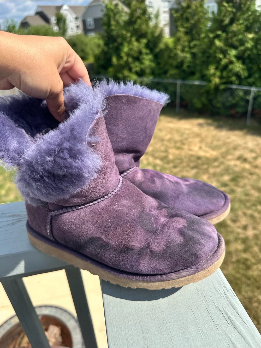 *FLAWED* Ugg Australia | Purple Bailey Button Boots Shoes | Size 4 Girls